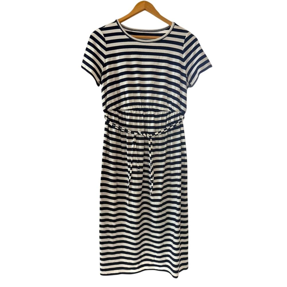 Ingrid & Isabel Stripe Maternity Midi Dress Drawstring Waist Size S
